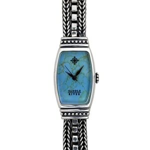 Saddle River Vintage 1990s Turqouise and Silver Ladies Wrist Watch